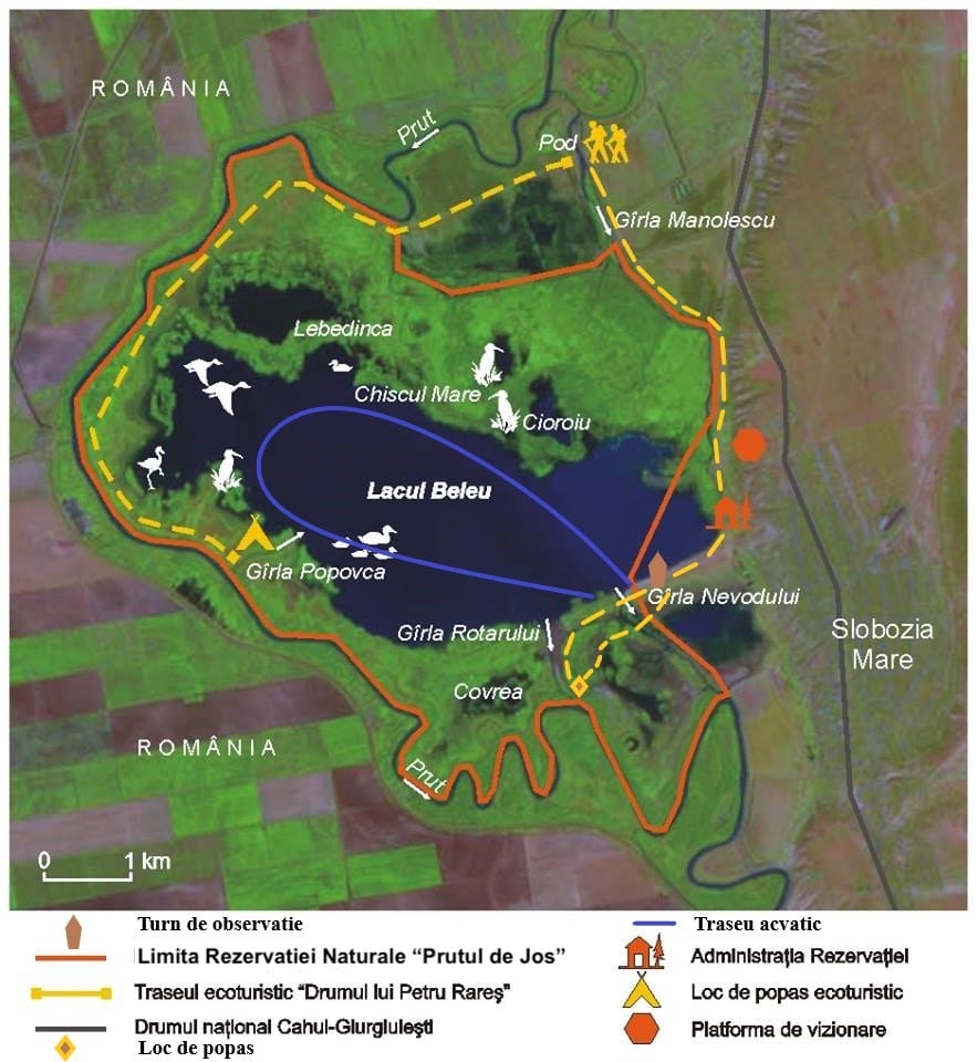 Harta lacului Beleu și rezervației