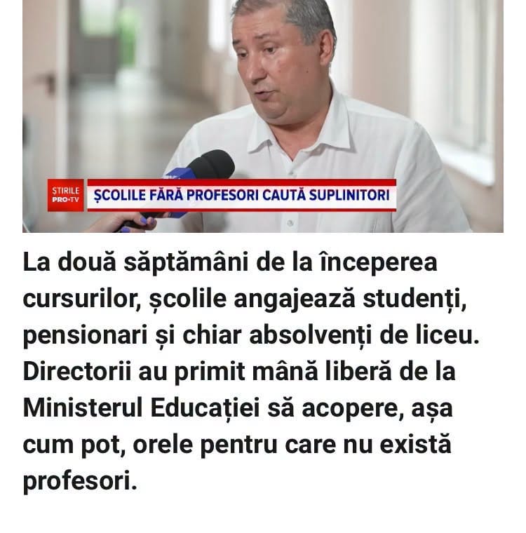 Știrea TV despre școlile care angajează studenți în locul profesorilor